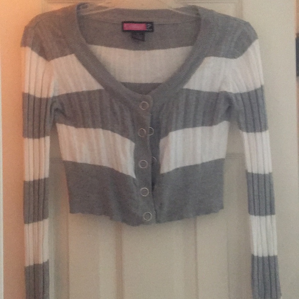 Striped Crop snap button cardigan, size m